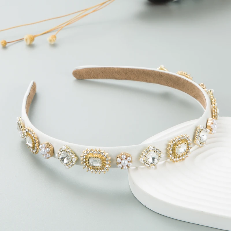 Baroque Style Rhinestone Pearl Headband Women's Korean Retro Hair Accessory