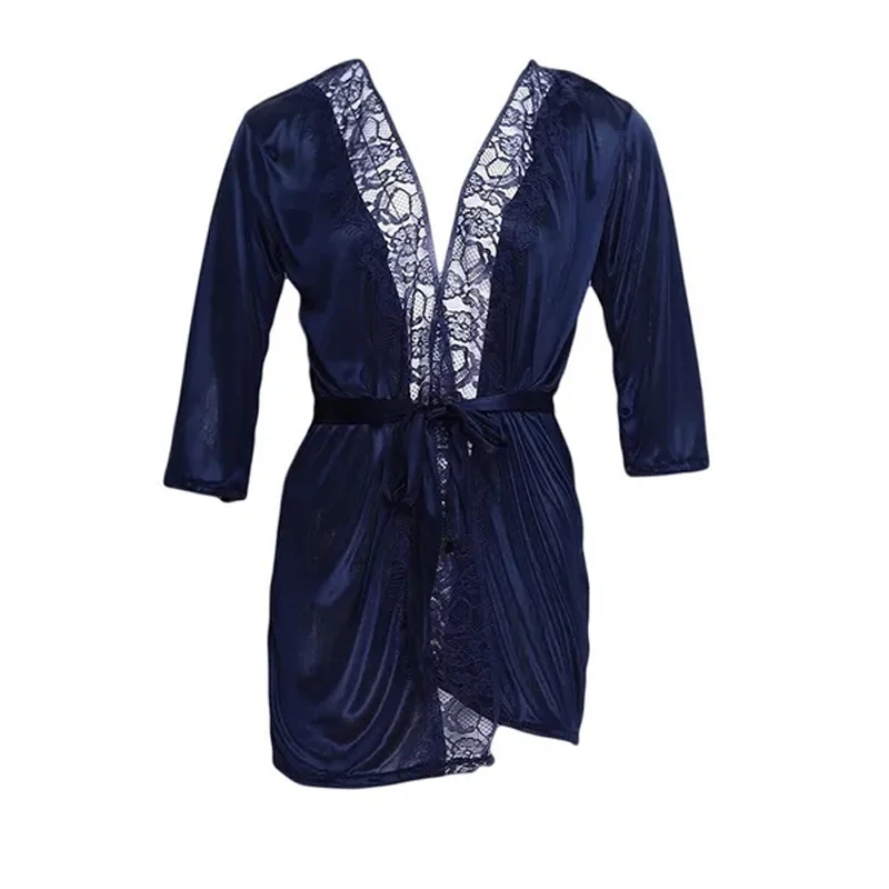 Sexy Women Lace Sleepwear Women Ladies Satin Silk Nightdress Lingerie Sleepwear Dress Robe Night Gown