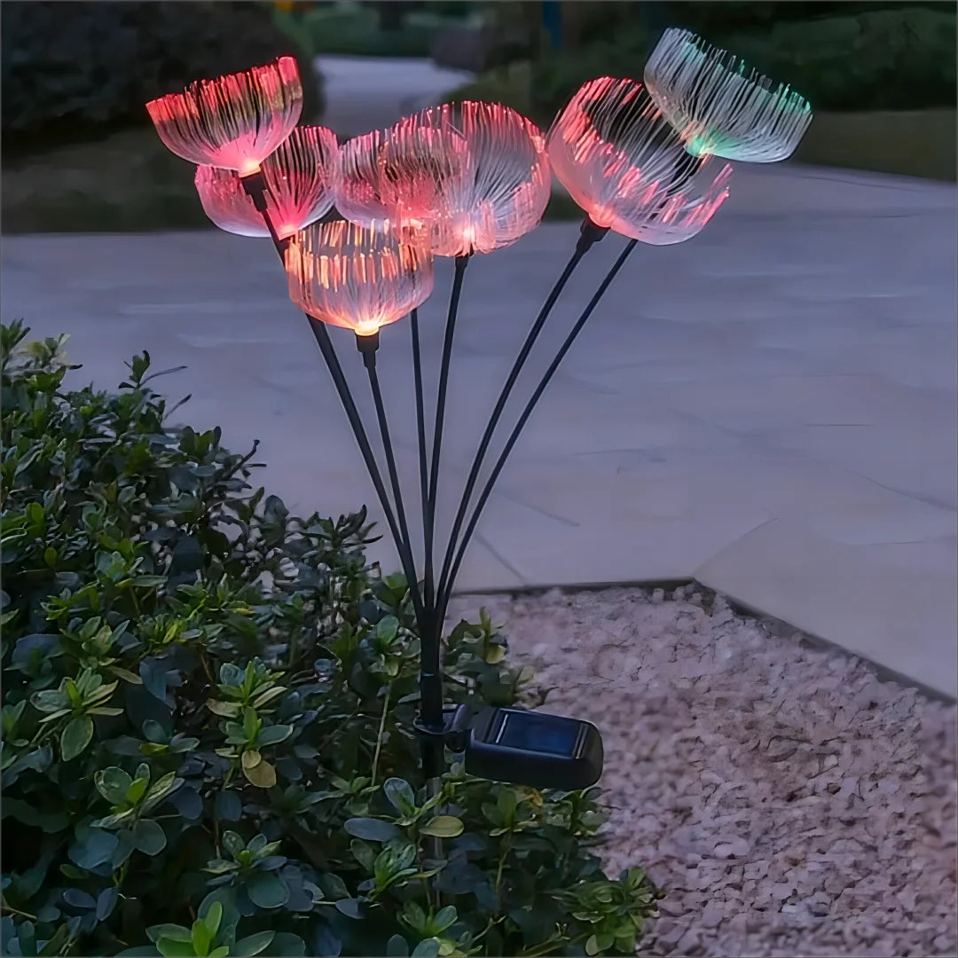 2pcs Outdoor Solar Jellyfish Light, Solar Pathway Lights Outdoor, Fiber Optic LED, Courtyard, Garden, Villa, Lawn, Waterproof, C
