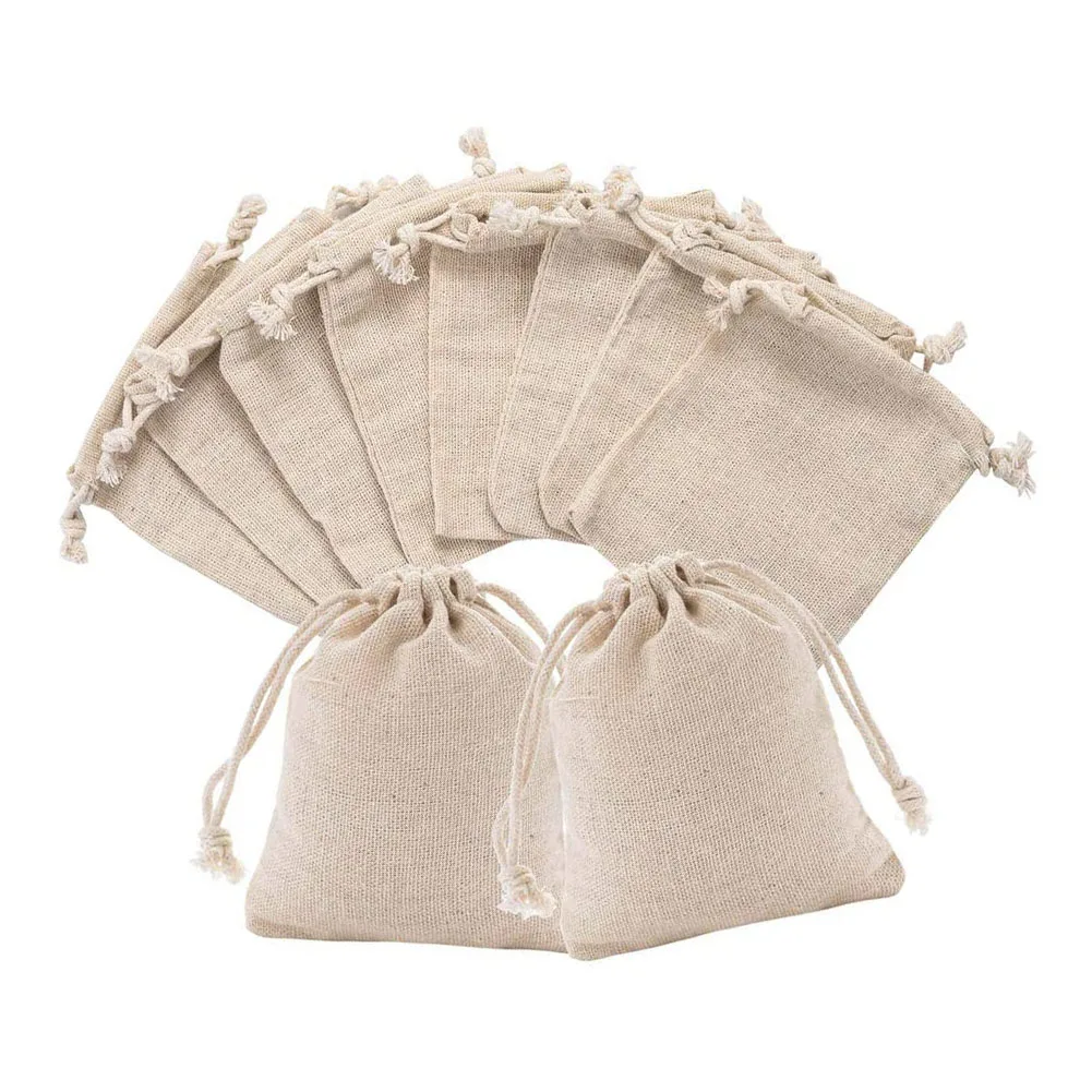 

Blank cotton bundle pocket Dustproof storage drawstring rice packaging bag Cotton linen closure drawstring bag small sack