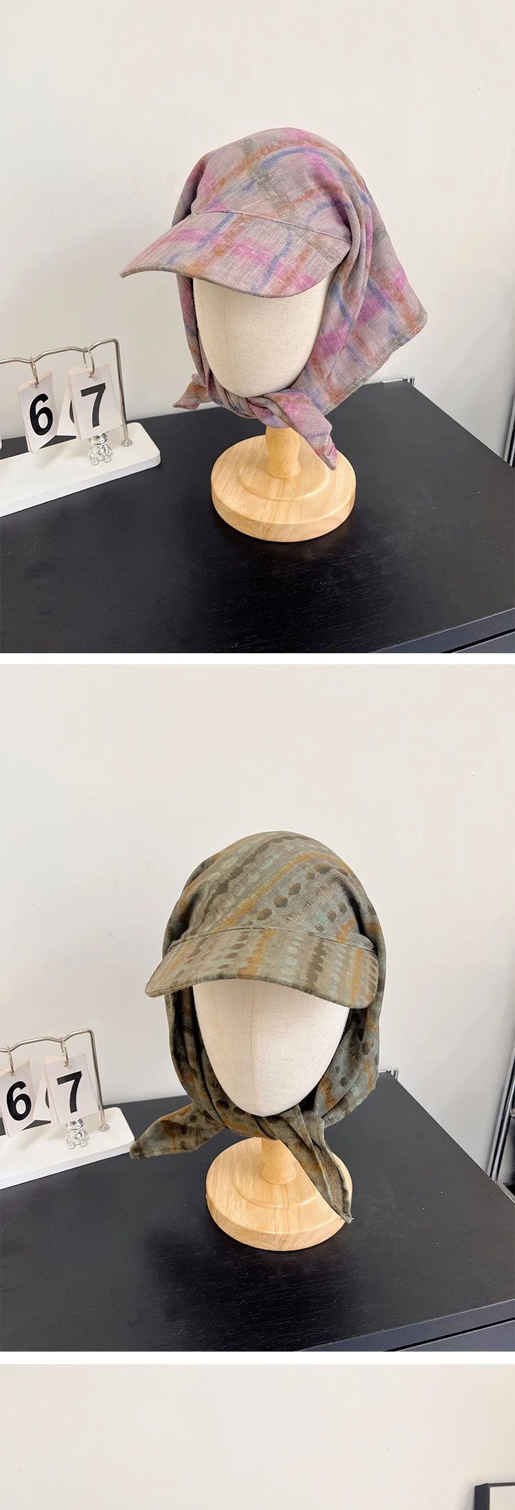 Neue Koreanische Original Ins Karierte Dreieckstuch-Mütze Damen Y2K Spicy Girl Bucket Hat Trendiger Sonnenschutz Sommerhut Baseballkappe – Detail 5