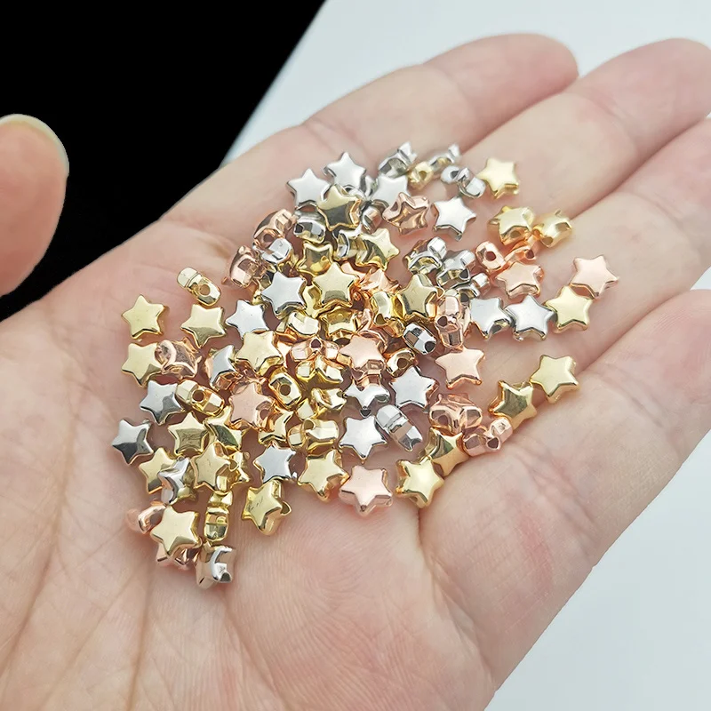 6mm 100~400pcs Star Shape CCB Beaded Gold Silver Plated Loose Beads Jewelry Making DIY Necklace Bracelets Accessories
