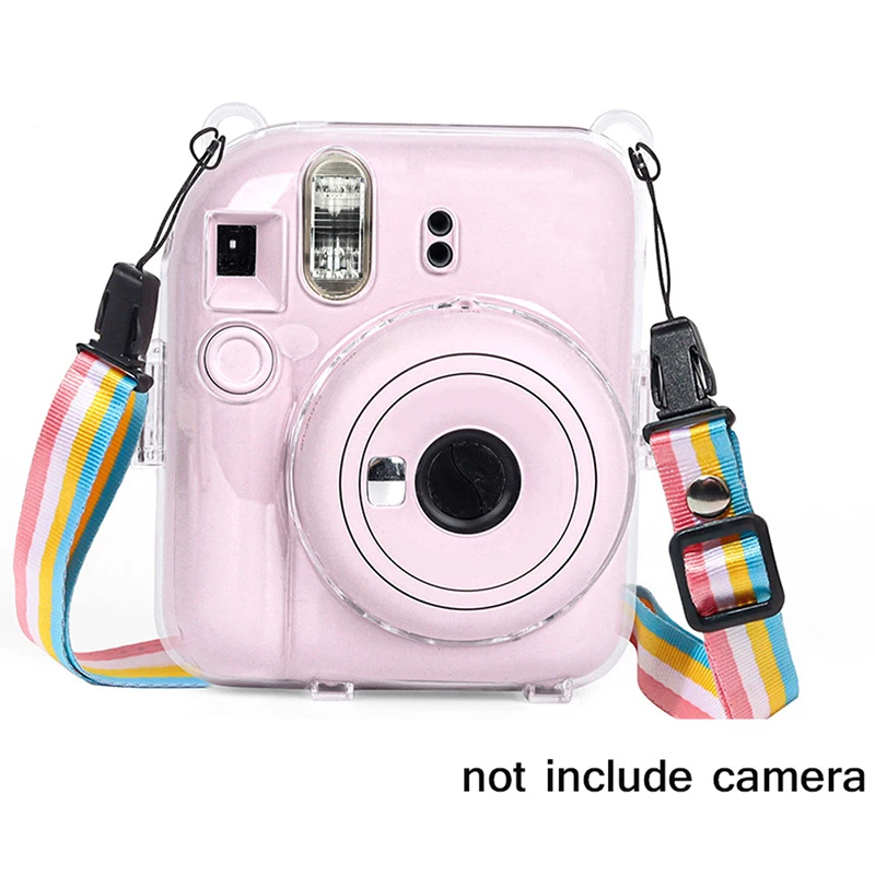 Custodia Per Fotocamera In Cristallo Lucido 1Pc Per Fujifilm Instax Mini 12 Custodia Trasparente Con Glitter Con Cinturino Per Instax Mini 12