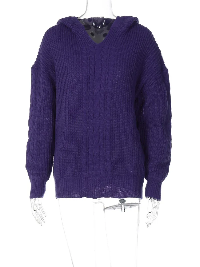 Knitted Hoodies Sweater Women Loose Long Sleeve Autumn Pullover Woman Street Casual 2025 Baggy Coat Female Winter Clothes