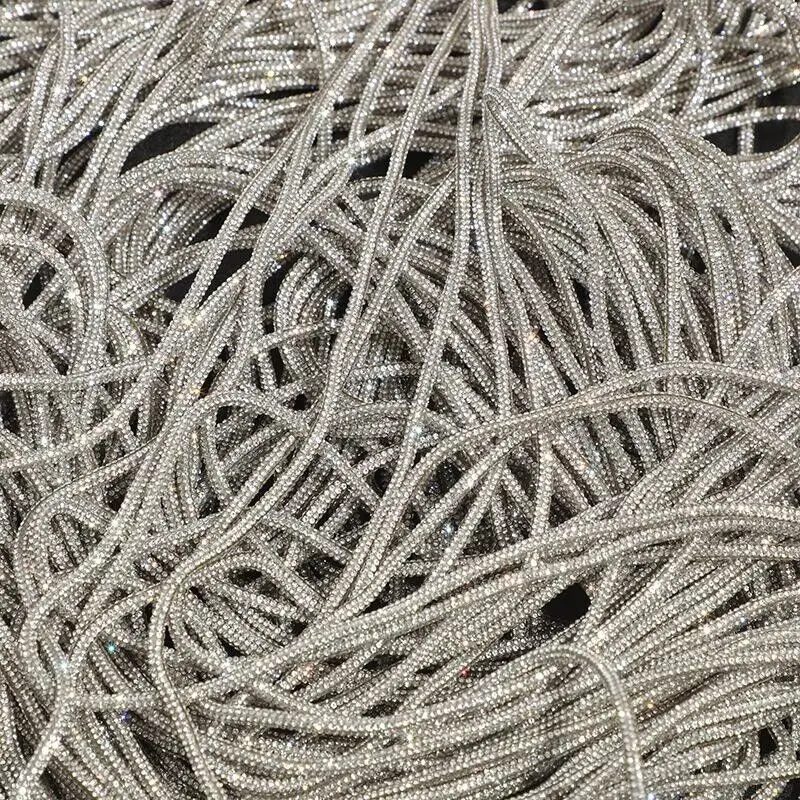 5/10/20 Yards Strass Seil Glitter Kristall Rohr Schnur Glänzendes Runde Seil DIY Kordelzug für Hoodie Hosen Ersatz string – Detail 2