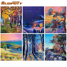 

RUOPOTY DIY Paint By Number Tree Drawing On Canvas HandPainted Painting Scenery DIY Pictures By Number For Living Room Home Deco