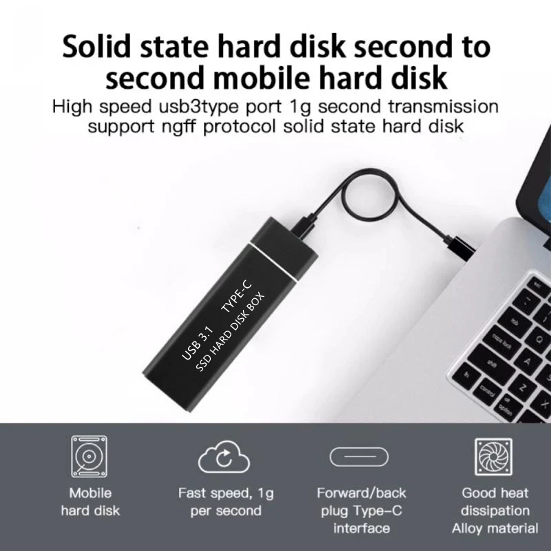 Hard Drive Enclosure USB 3.1 to M.2 SSD