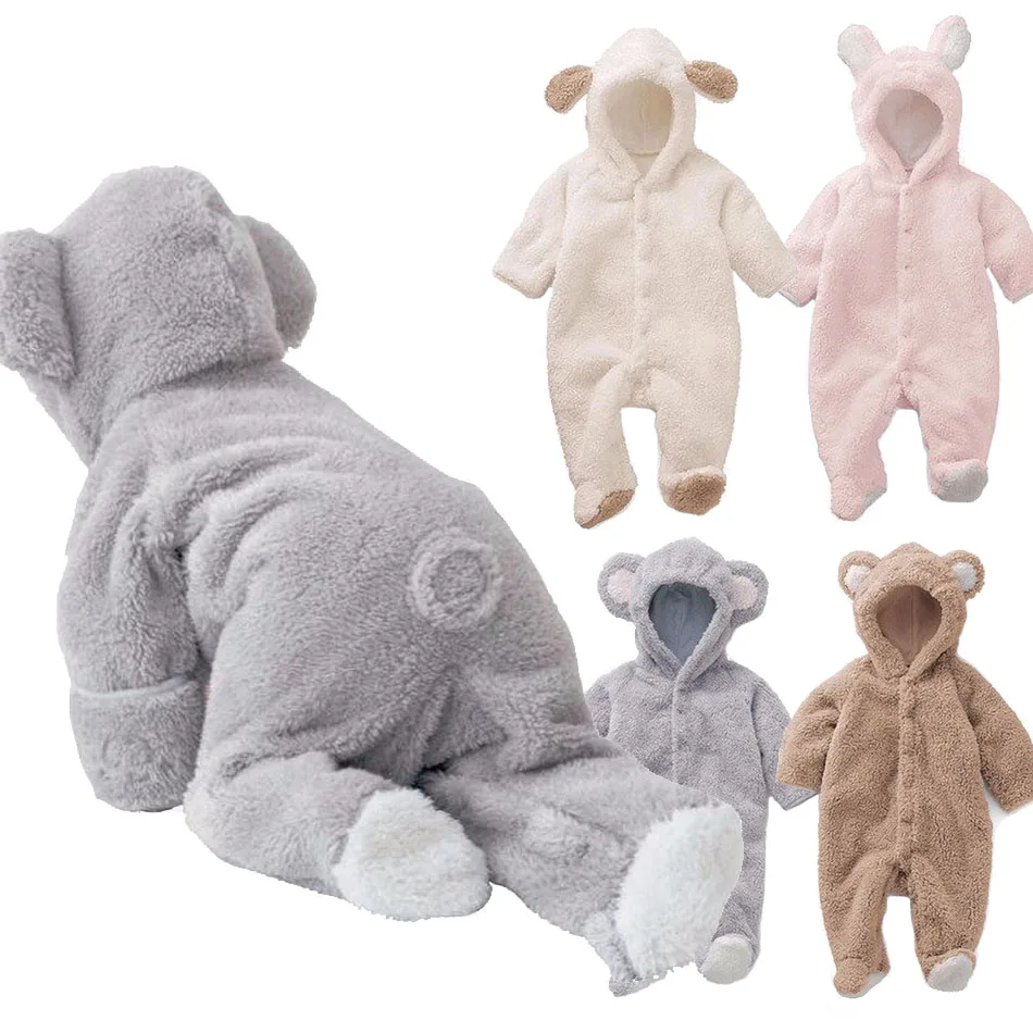Autumn Winter Baby Rompers Baby Girl Boy Clothes Fleece Animal Bear Bunny Sheep Newborn Jumpsuits Infant Halloween Costume 0-12M 1