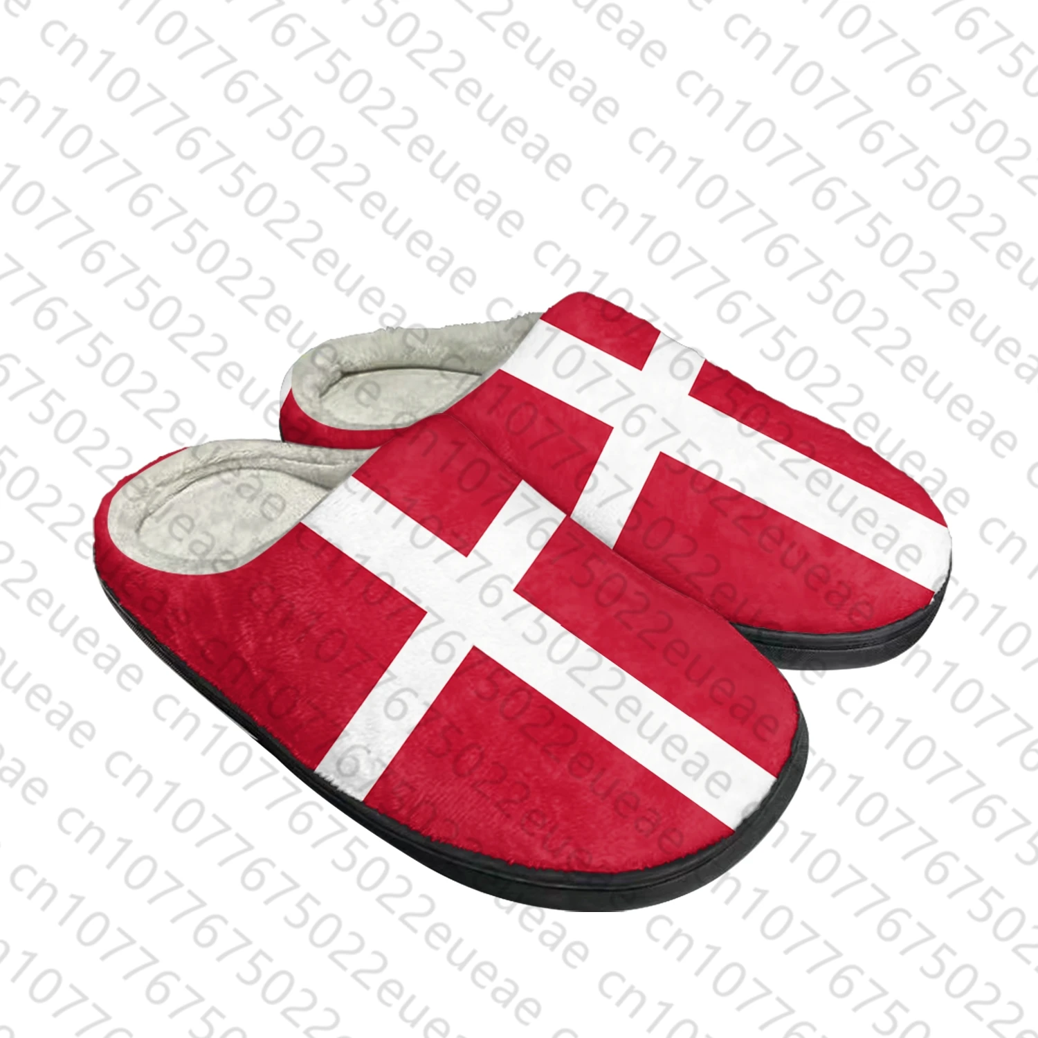 

Домашние хлопковые тапочки с датским флагом на заказ, мужские и женские сандалии, Дания, плюшевая спальня, Повседневная сохраняющая тепло обувь, термотапочки