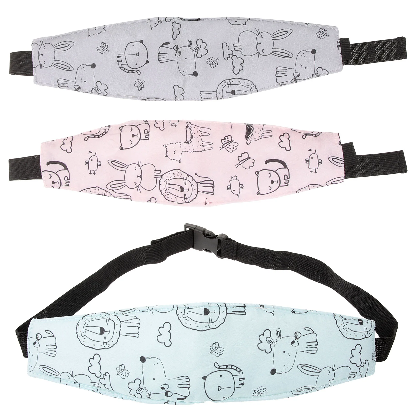 3Pcs Head Support for Stroller Car Seat Head Support Safety Seat Baby Headrest Trolley Kids Head Band protect baby head support holder cute print comfortable sleep belt adjustable safety car seat kids nap aid band carriers