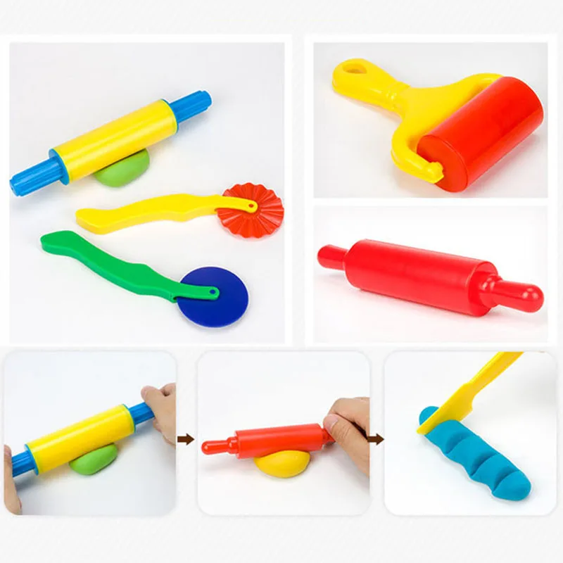 6pcs Bundle New Creative 3D Plasticine Tools Playdough Kit Color Play Dough Model Tool Toys Clay Moulds Deluxe Set 6