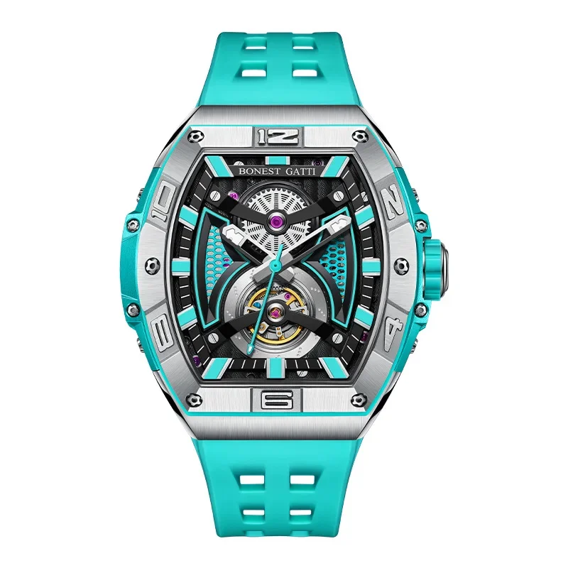 BONEST GATTI watch men's multifunctional wine barrel shaped large dial hollow tourbillon