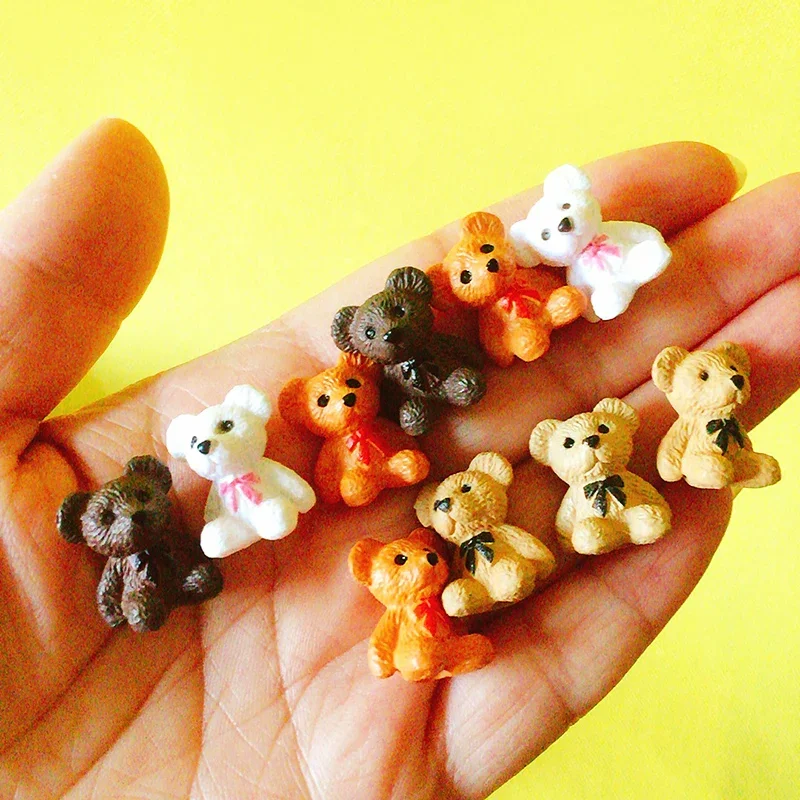 Teddy bear miniatures lovely animals fairy garden gnome moss terrarium decor crafts bonsai home decor figurine cake topper 10Pcs miniature duck figurines miniature ornament bear figure toy ornament crafts miniature figurines resin crafts glass fruit pendants miniature tree ornament wooden bear figurines