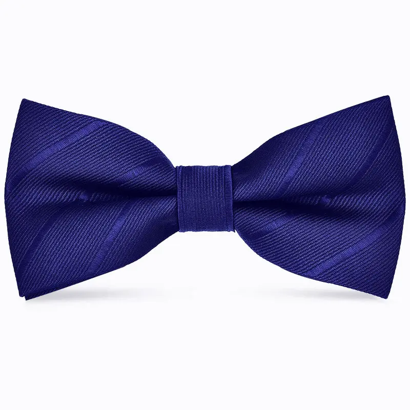 Men's Pure Color Striped Double Bow Tie - Elegant Fashion Accessory