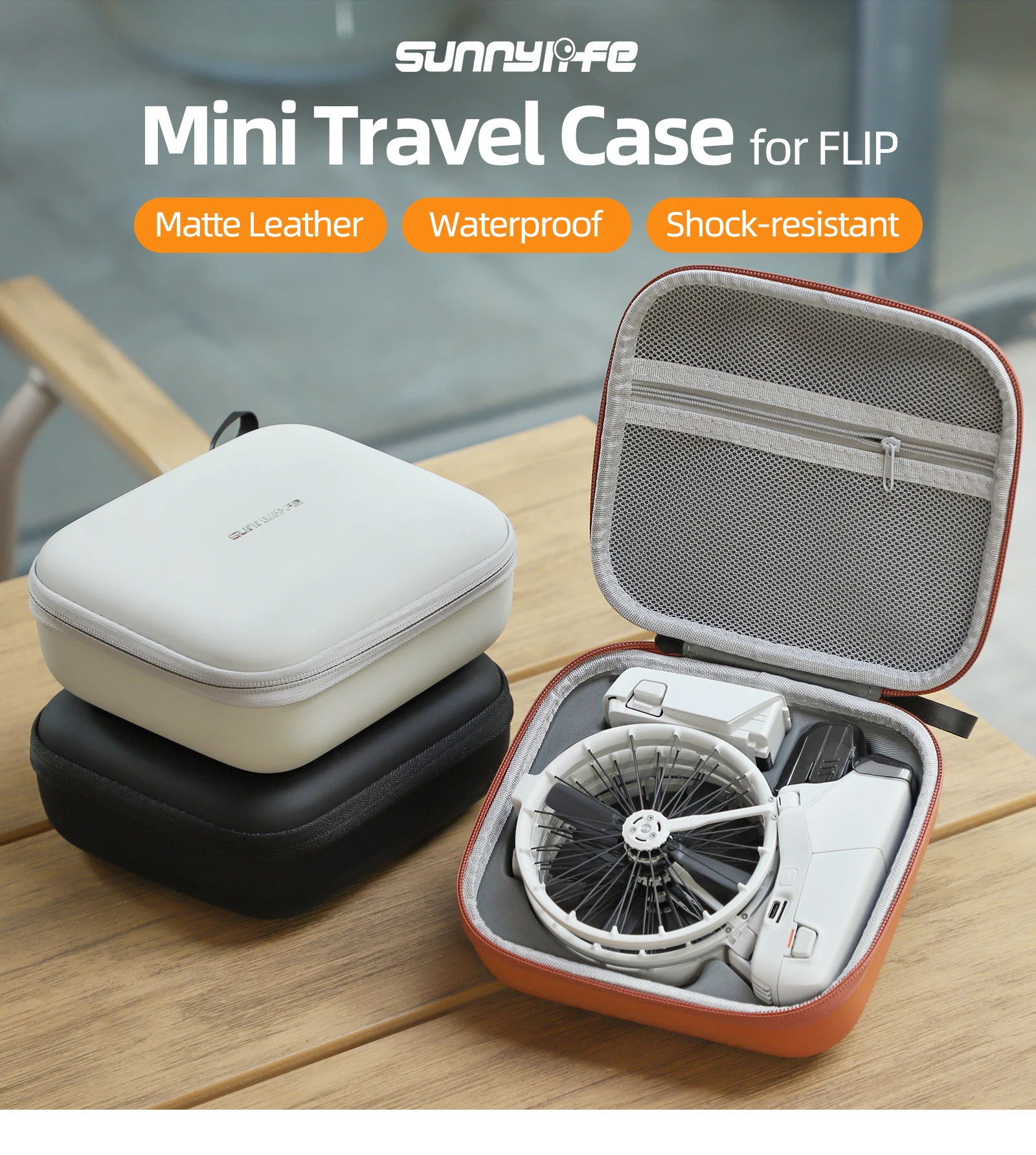 Storage Bag, Sunnylife's Mini Travel Case for FLIP offers matte leather finish, waterproofing, and shock resistance in a compact design.