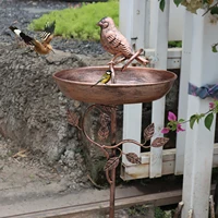 Garden Birdbath Sturdy Iron Outdoor Bird Bath for Outside Vintage Standing Birdbath Bowl for Outdoor Garden Patio Yard 5