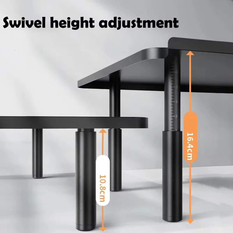 Eary Metal Monitor Screen Stand Riser With Phone Holder Adjustable Height Computer Stand Laptop Bracket Office Desk Accessories