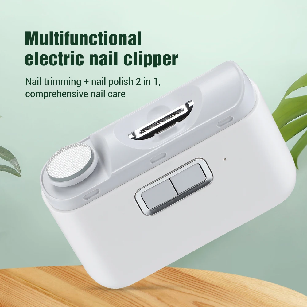 2in1Electric Automatic Nail Clipper Polishing Fingernail Trimmer Manicure For Adult Baby Nail Cutter Sharpener with light Safety 2