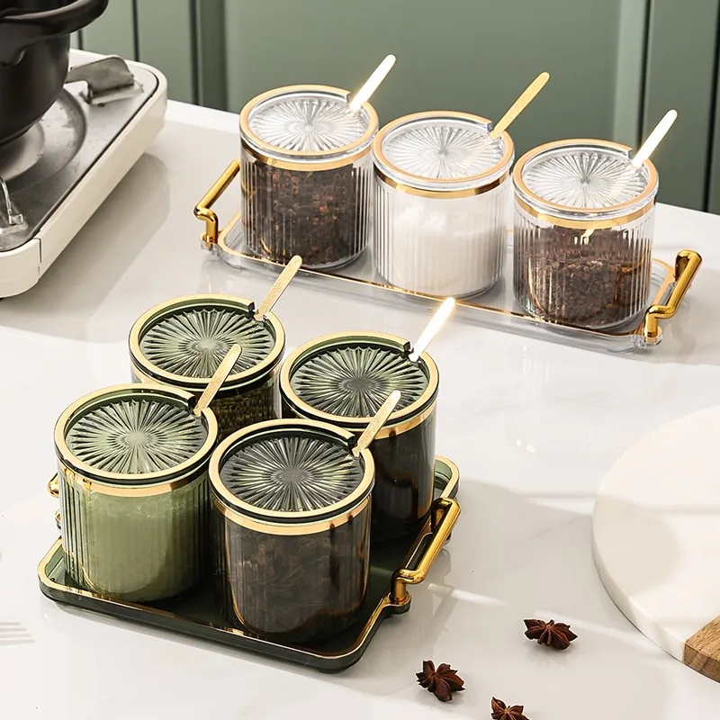 Seasoning Box Storage Box Kitchen Salt Jar Msg Seasoning Box Seasoning Jar Seasoning Jar Set Combination Set 5