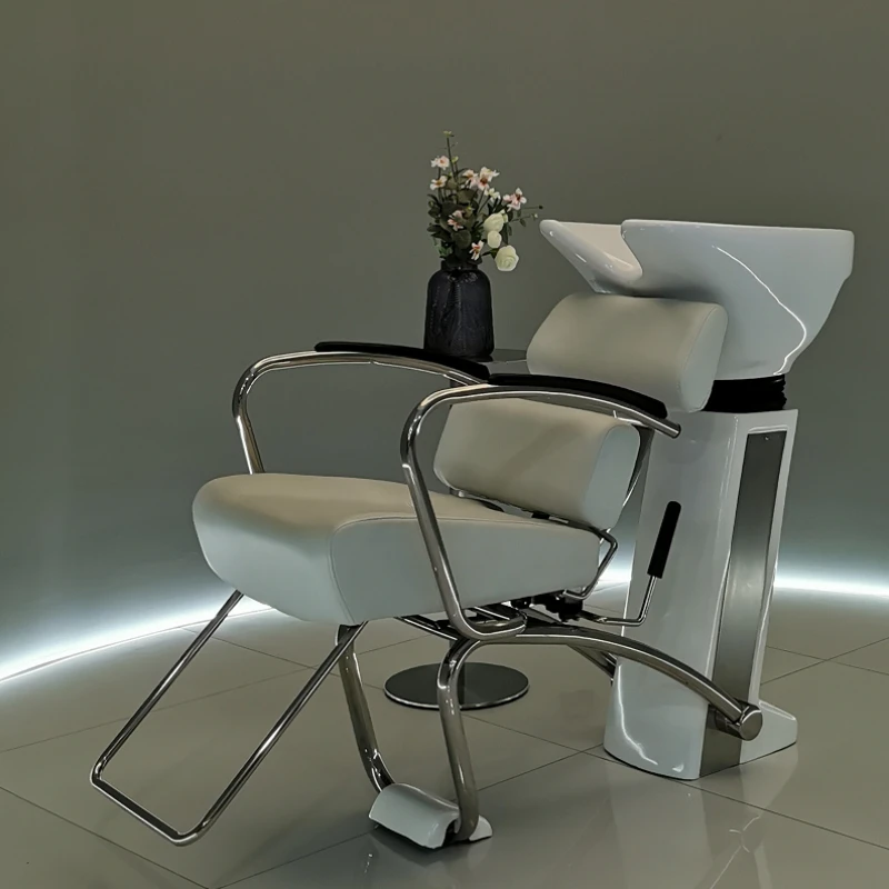 Dedicated Hair Salon Shampoo Chairs Customization Barber Sitting Posture Household Shampoo Chairs Lavacabezas Furniture QF50SC punch light luxury shampoo chairs top grade half lying half lying dedicated shampoo chairs lavacabezas beauty furniture qf50sc