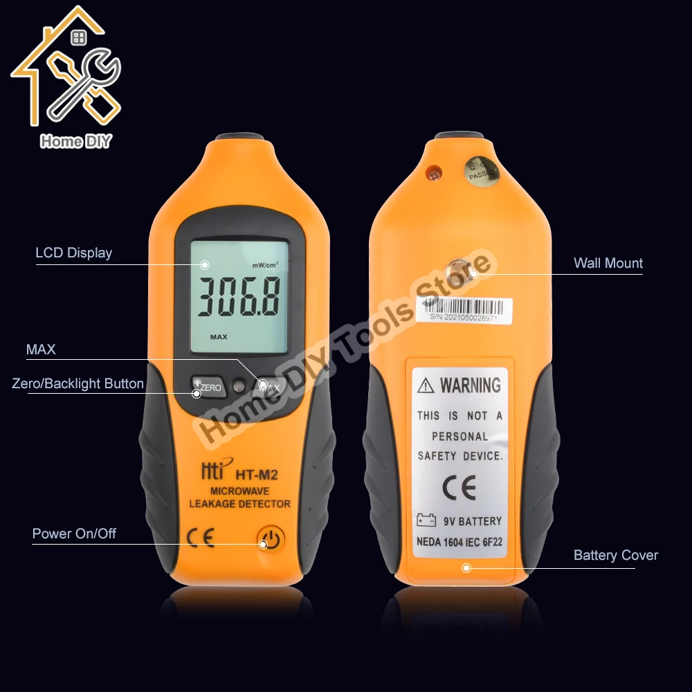 HT-M2 Microwave Leakage Detector Digital LCD Display Radiation Meter 0-9.99mW/cm2