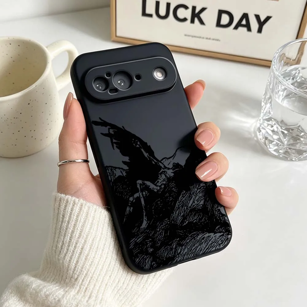 Retro Gothic Style Black Soft Silicone Phone Case Cover