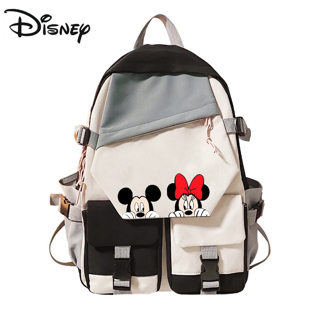 Disney Backpack Boys Girls Kawaii Mickey Mouse Cartoon Schoolbag Teenager Waterproof Schoolbag Mochila Disney Gift for Kids running backpack