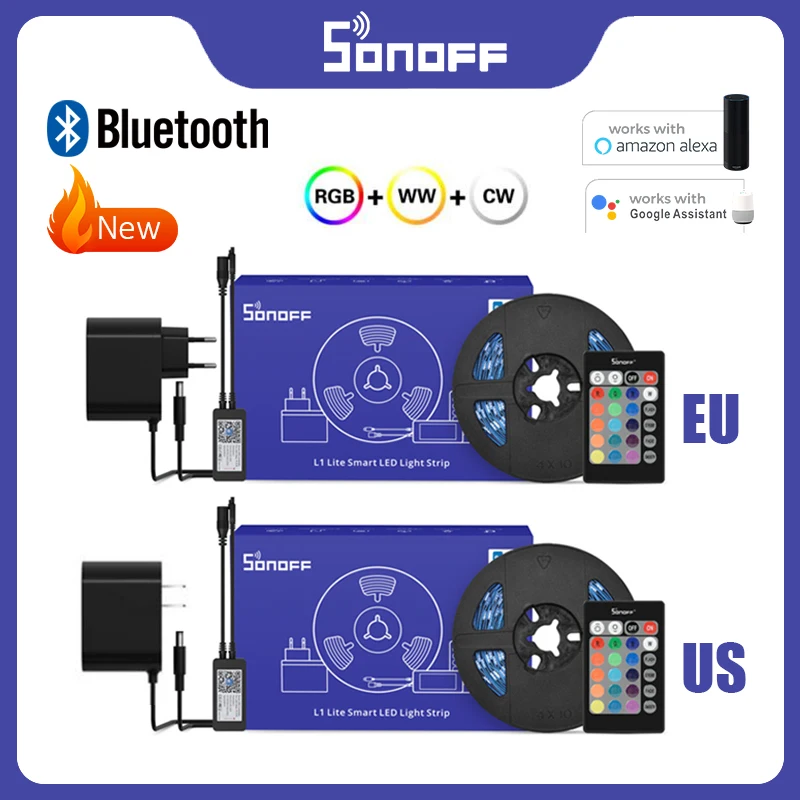 

SONOFF WIFI L2/L2 Lite Smart LED Light Strip Dimmable Flexible RGB Strip Light Support EWelink Alexa Google Home Voice Control