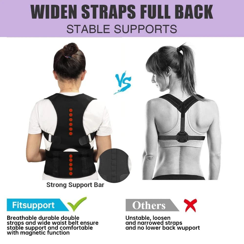 GZXISI Thoracic Back Brace Posture Corrector - Magnetic Support for Neck  Shoulder Upper and Lower Back Pain