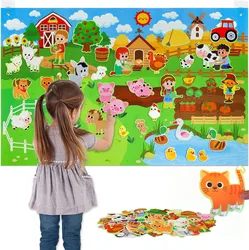 Interactive Farm Animals Felt Story Board Set - Early Learning and Play Kit (A)
