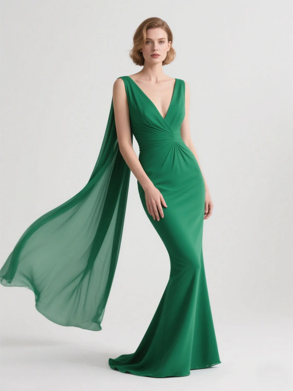 Evangeline | Teal Strapless Lace-Up Ruched Mermaid Long Formal Dress with Slit