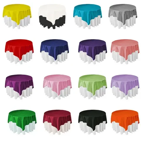 

Square 145cm Satin Overlay Satin Tablecloth Cover for Wedding Birthday Party Restaurant Banquet Decor Home textiles table cloth