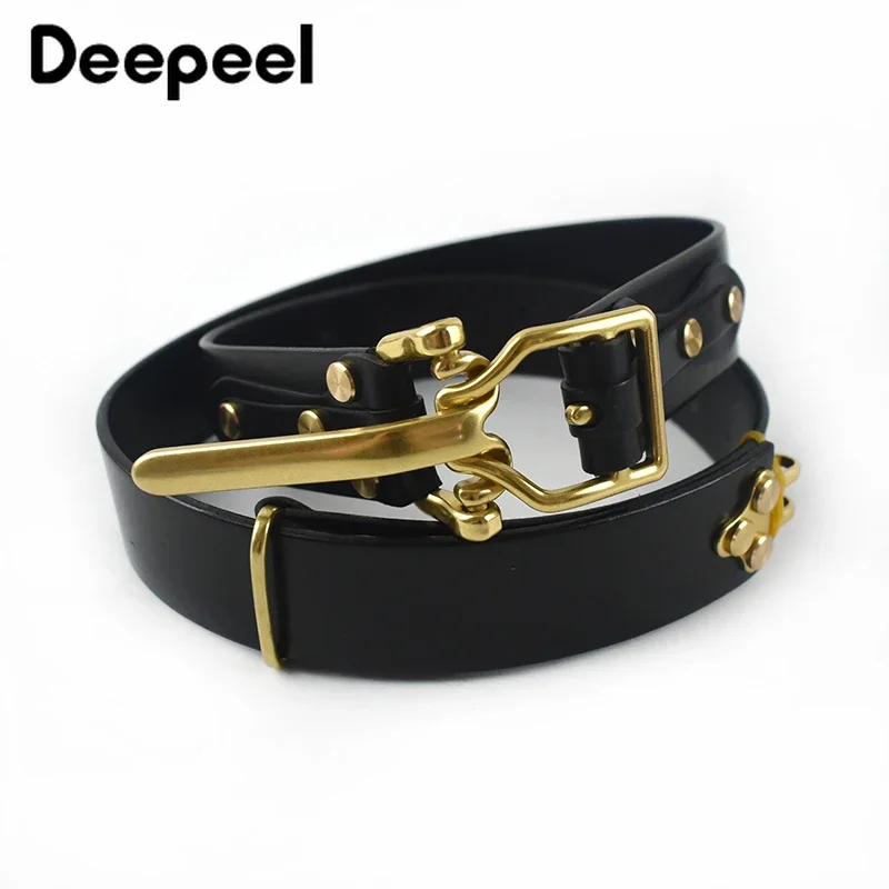Leather Belt Pin Buckle 1Pc Men First Layer Cowskin DIY Handmade Knight Belt Brass Pin Buckle Waistband