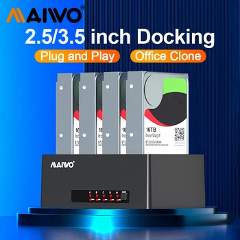 MAIWO 4 베이 하드 드라이브 인클로저, USB 3.0 HDD 인클로저 지지대, 2.5 인치, 3.5 인치 SATA HDD 도킹 스테이션, 데이터 스토리지, 오피스 클론