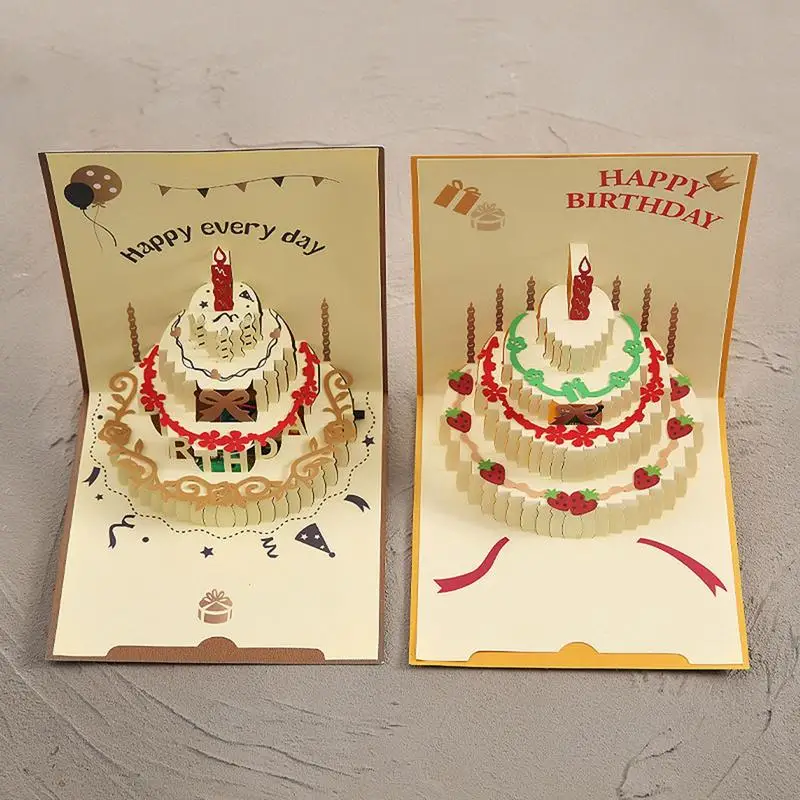 3D Happy Birthday Card Music Light Greeting Card with PopUp Birthday Cake Colourful Happy Cards