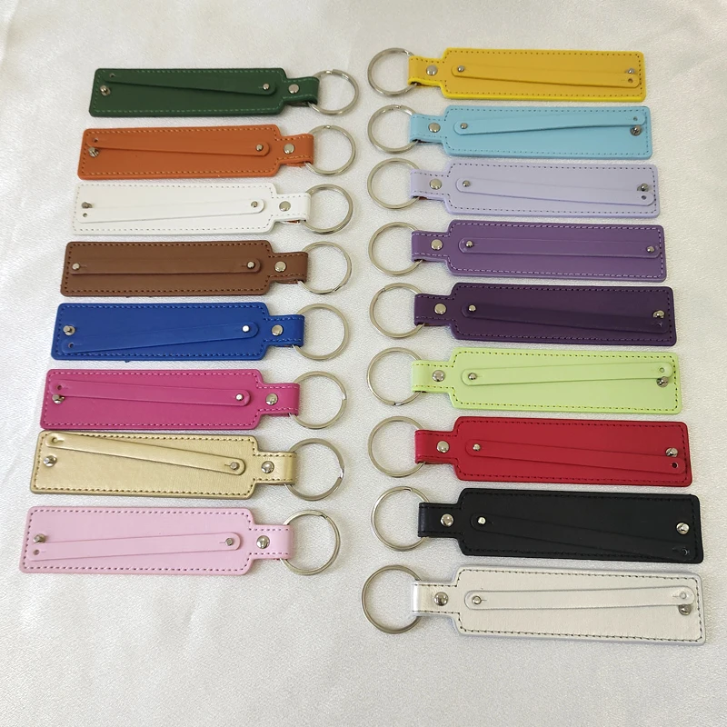 PU Leather Key Chain With 8mm Small Belt Fit For 8mm Slide Charm Slide Letters Women Men Christmas gifts