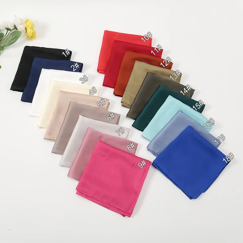 70*70cm Small Size Satin Square Scarf Women Turban Handkerchief Solid Color Matte Silk Hair Wraps Thin Plain Female Neckerchief 3