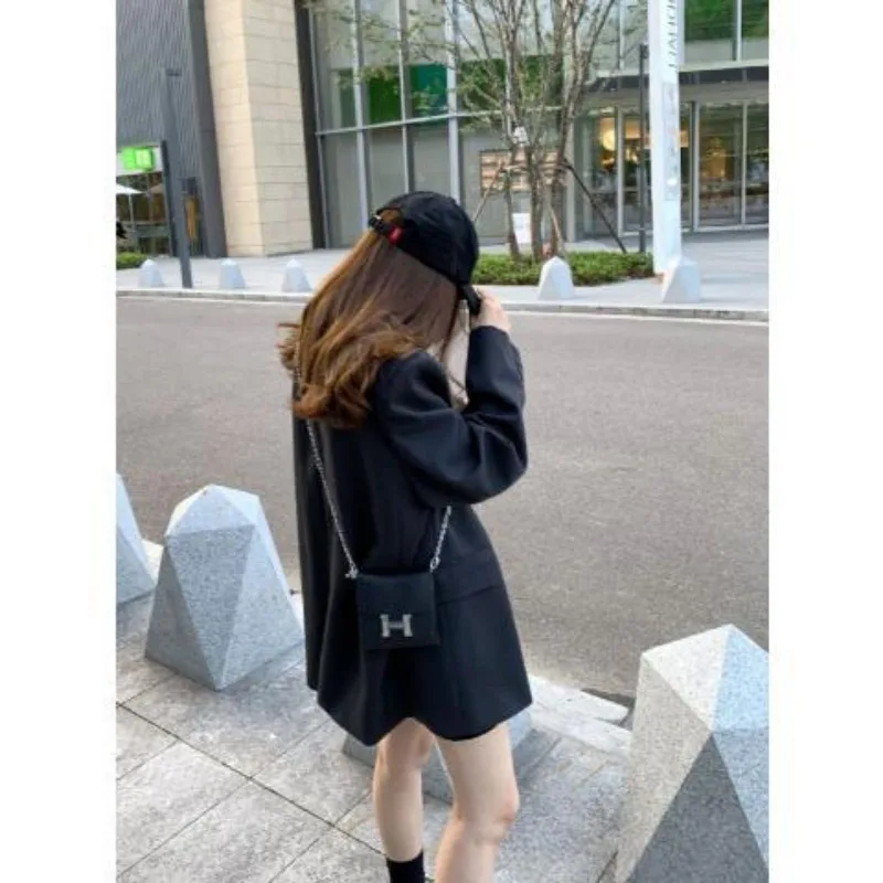 Luxury Black Blazer Women Suit Spring Autumn Jacket Single-button Korean Chic Long Sleeve Loose Coat Office Ladies Clothing New