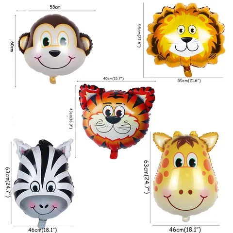 

7pcs Safari Happy Birthday Party Ballons Decoration Wild One Jungle Party Animal Balloons Kids Birthday Party Baby Shower Decor