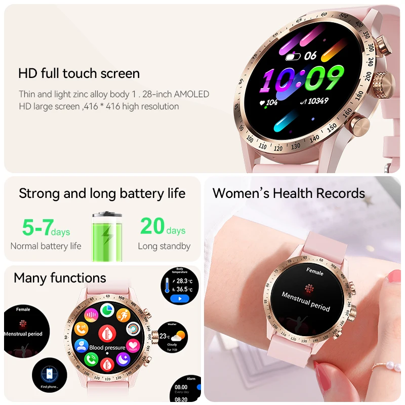 Watches For XIAOMI Smart Watch Women Wireless Call Waterproof Smartwatch AMOLED HD Screen  Health Monitor Sport Ladies Bracelet