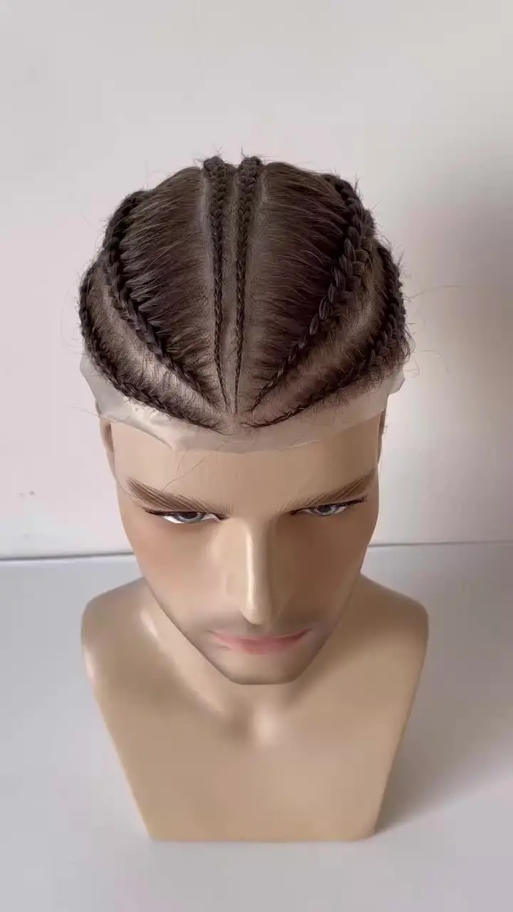 Парик из натуральных волос yuanhaibo коричнево-серый 8x10