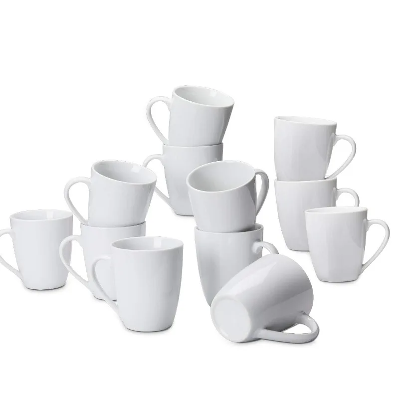 

Porcelain, 12 oz Coffee Mug Set, 12 Count, White