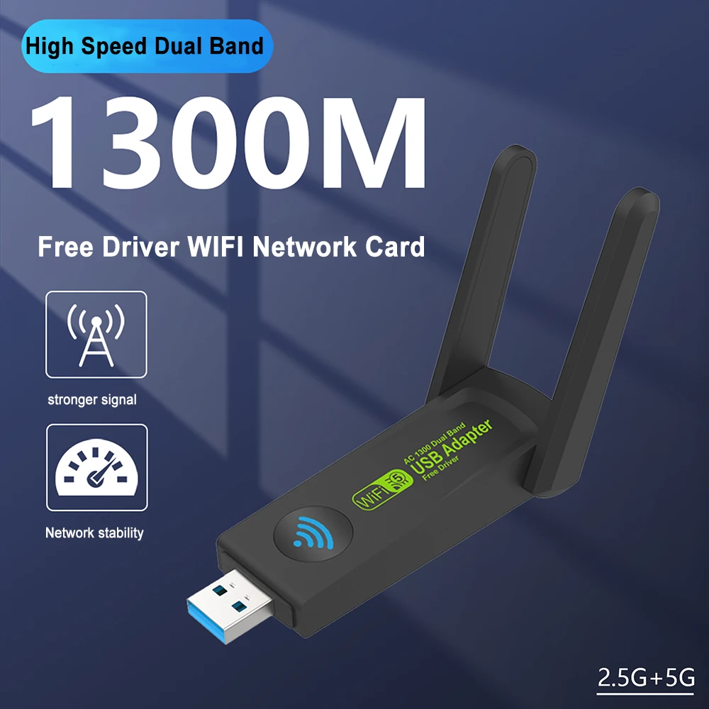 

1300Mbps Wireless Network Adapter Free Driver 3.0 USB WiFi Adapter WiFi Dongle Dual Band 2.4GHz 5GHz For Windows