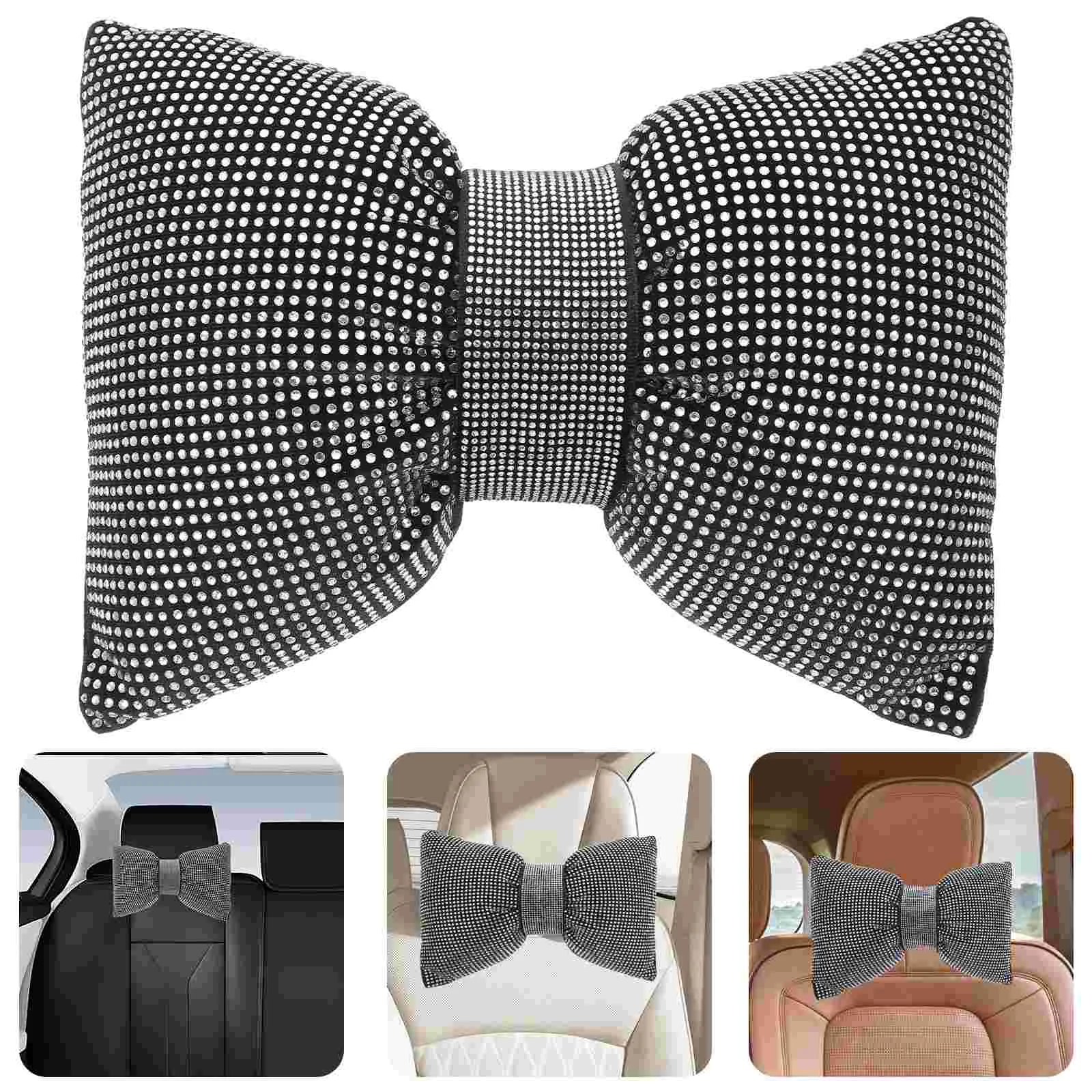 

2 Pcs Multicolor Rhinestone Car Headrest Decor Rhinestones Vehicle Neck Support Pillow