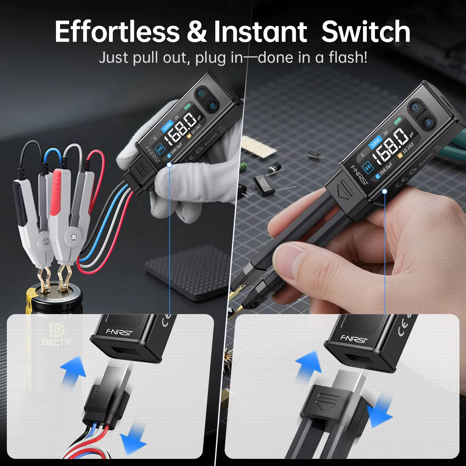 FNIRSI LCR-ST2 Smart Tweezer LCR Meter RLC Diode 30 Voltage Test Kelvin Clip Ready Component Tester High-Precision SMD Tool ic transistor tester