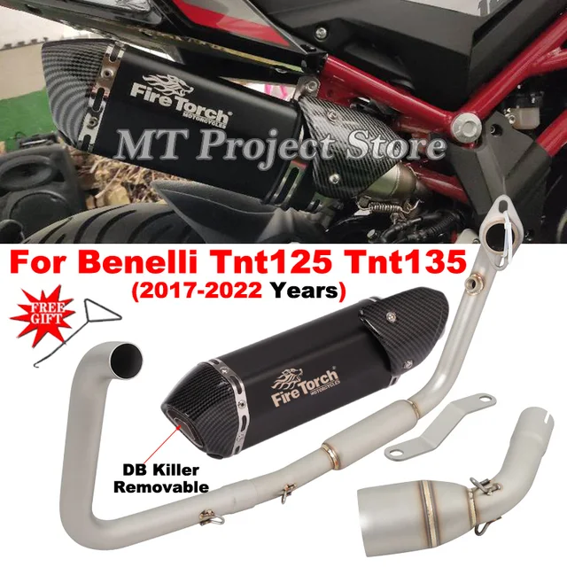 For Benelli Tnt 125 Tnt 135 2017-2022 Full System Motocycle Exhaust Front Mid Link Pipe Motor Muffler For Benelli Tnt125 Tnt135