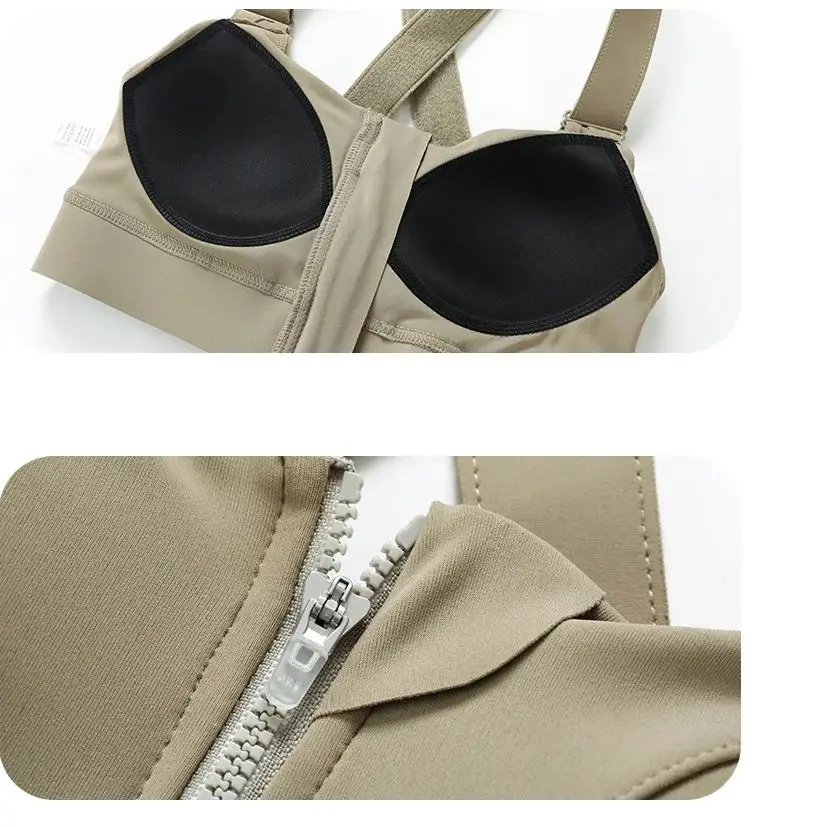 Women Sports Bras Tights Crop Top Yoga Vest Front Zipper Plus Size Adjustable Strap Shockproof Gym Fitness Athletic Brassiere,sports bra,womens bras,sports underwear,womens lingerie,women lingerie,gym top,gym tank top,crop tops,sports tank top,women undershirt