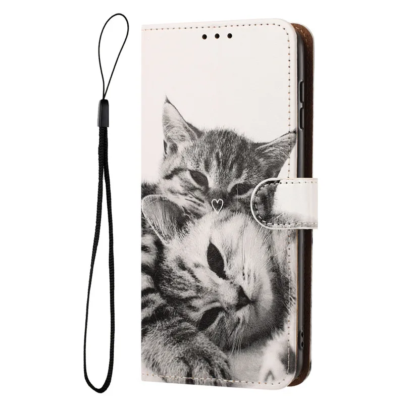 Floral Leather Flip Stand Phone Cover - Cute Painted Case Design