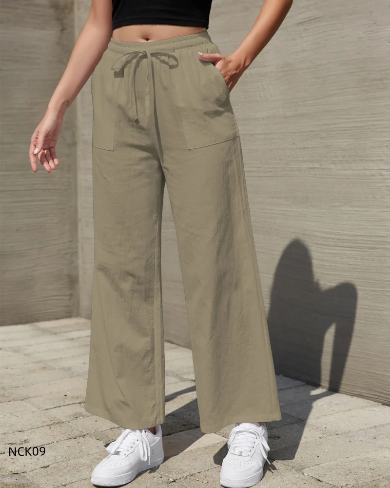 Women’s casual versatile spring and autumn pants comfortable everyday trousers green 2