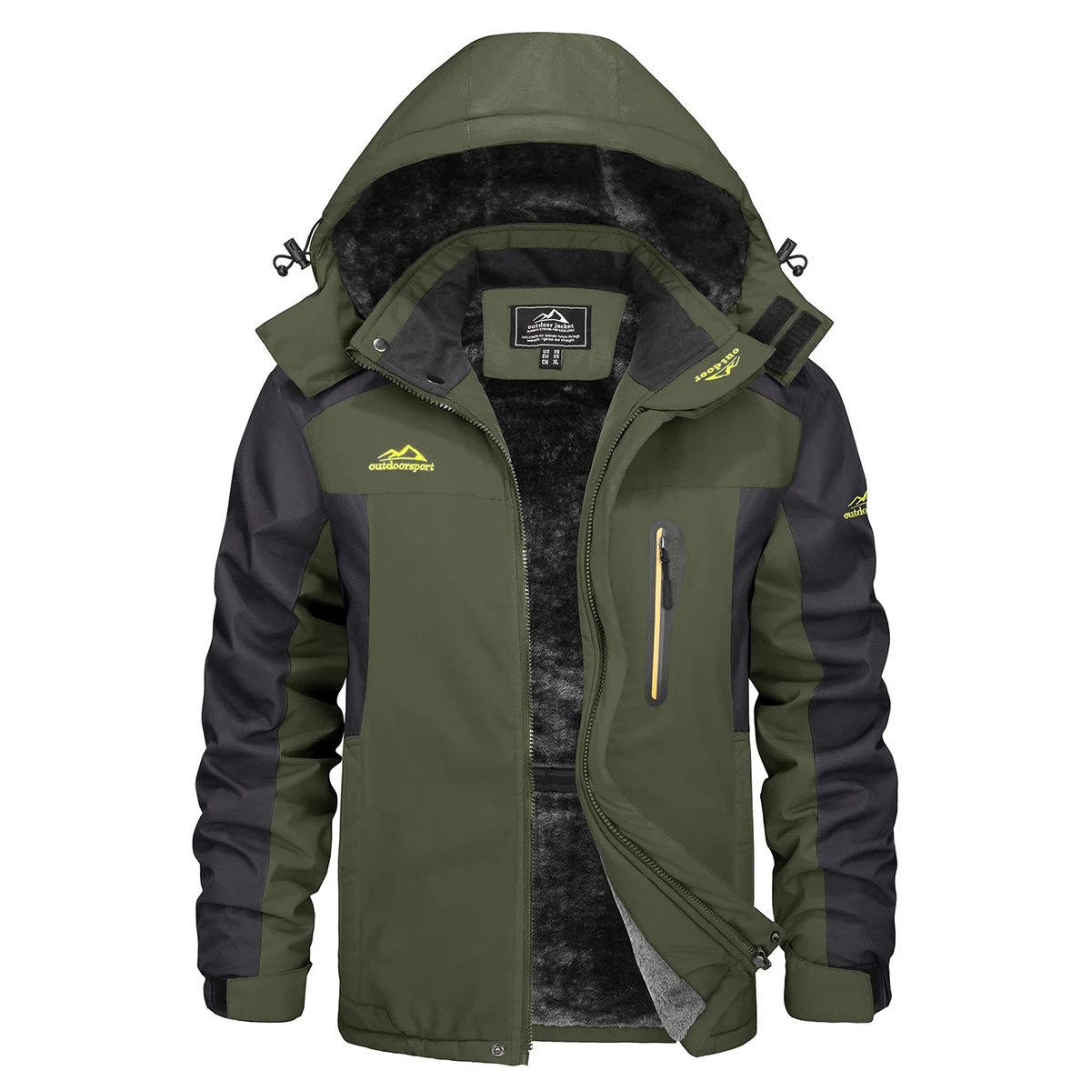 TACVASEN Men's Waterproof Hooded Winter Parka Coat with Fleece Lining